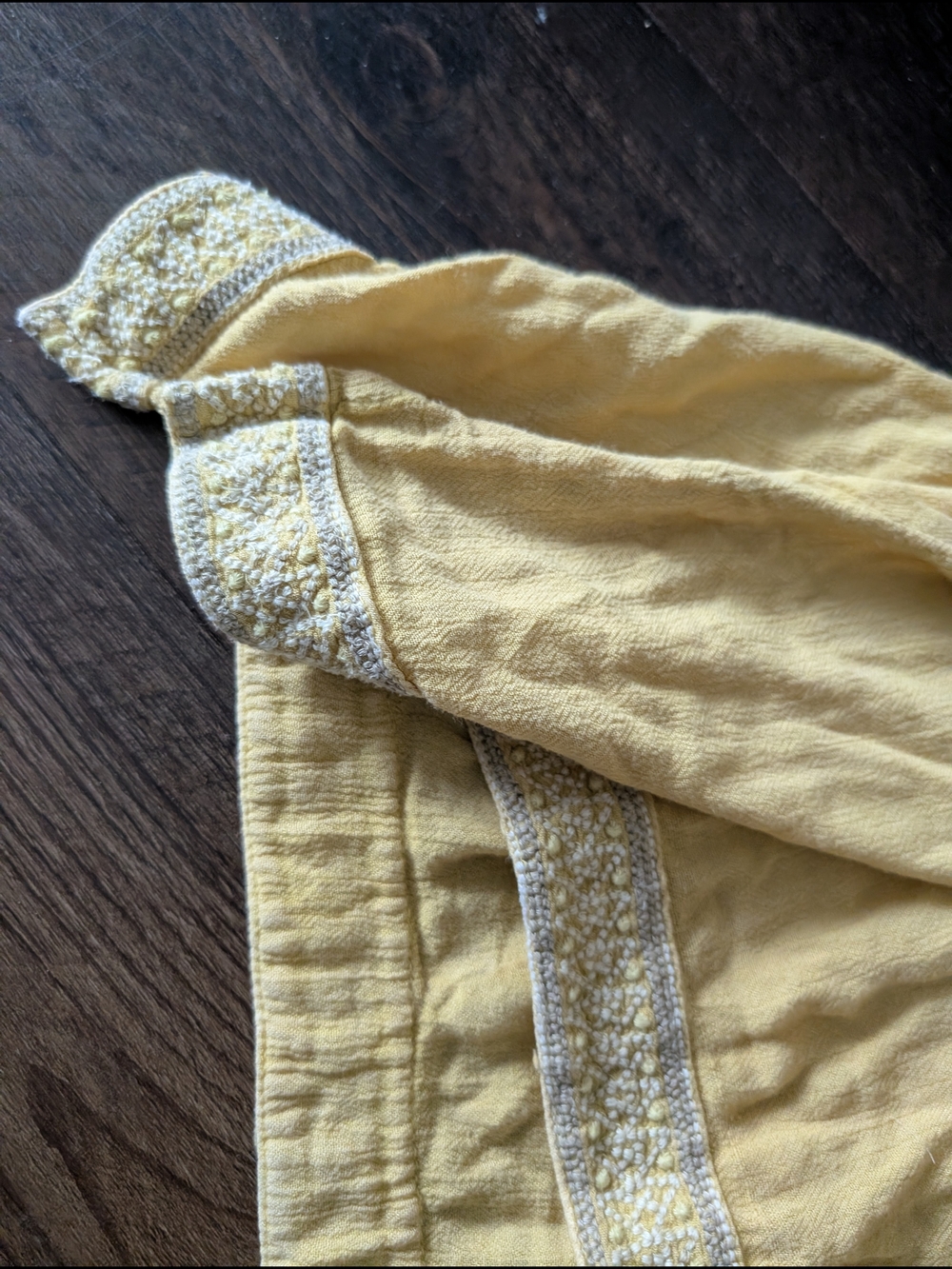 O'Neill Mustard Yellow Gauze Dress Small Embroidered Boho Trim - Picture 2 of 8
